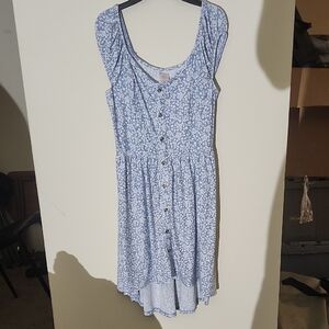 No Boundaries Blue and White Ruched Sundress With belt